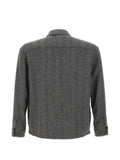 Eleventy herringbone-pattern wool-blend shirt jacket