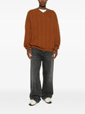 adidas cable-knit V-neck sweater