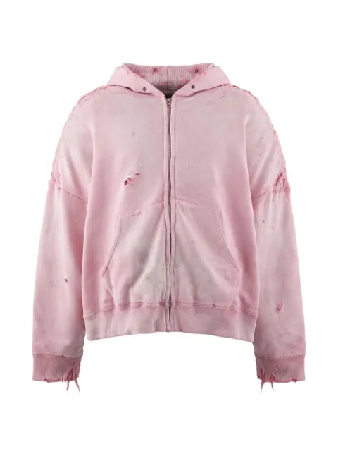 Monokemade distressed floral-print hoodie